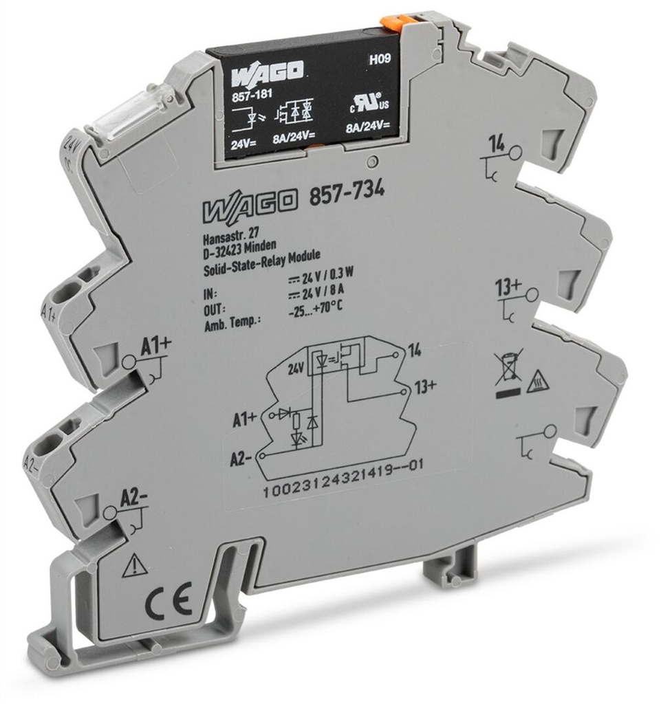 RELE SSR 857; BOB. 24VDC; SAL. 24VDC 8 A;
